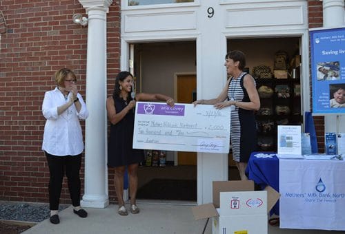 Nini Bambini - First New Hampshire milk depot celebration - Generous check from Aria Covey