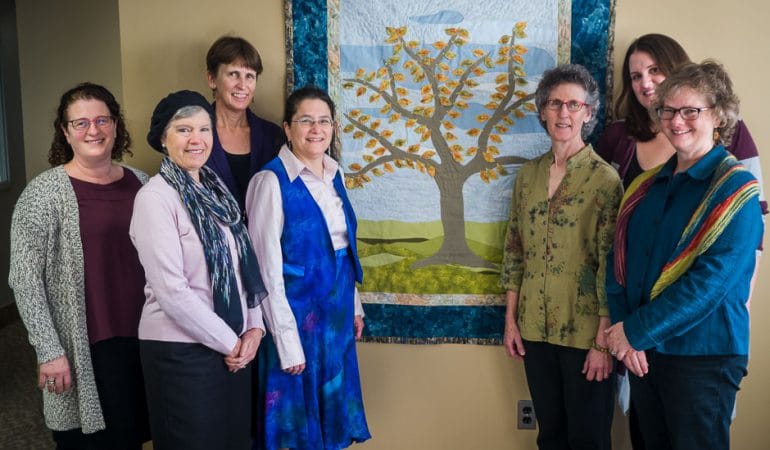 Group at the memorial quilt dedication