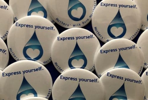 Express Yourself Pins supporting Medicaid coverage for donor milk