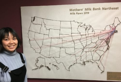 Volunteer design student and milk flows map