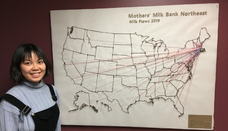 Volunteer design student and milk flows map