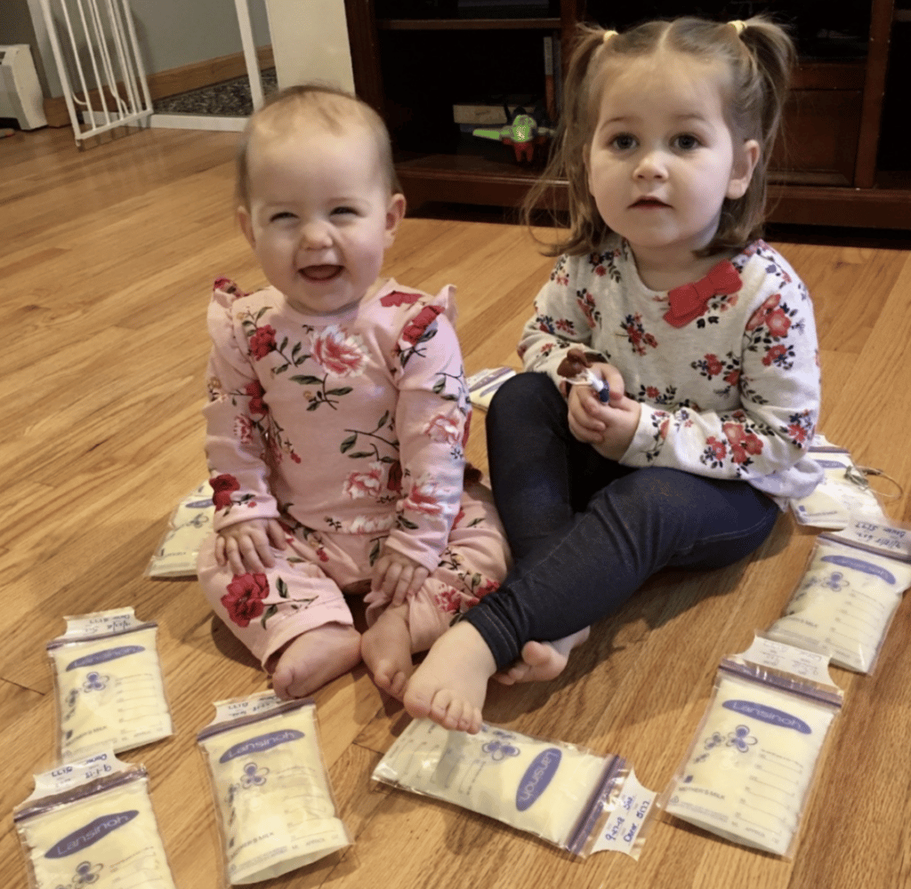 Layna and big sister Kaylee donating milk in October 2018
