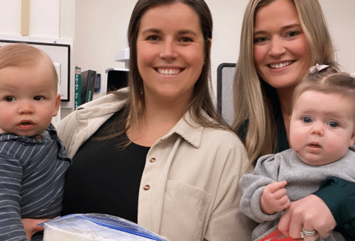 Milk donor moms and their babies celebrate the opening of Cape Cod Hospital's new milk depot