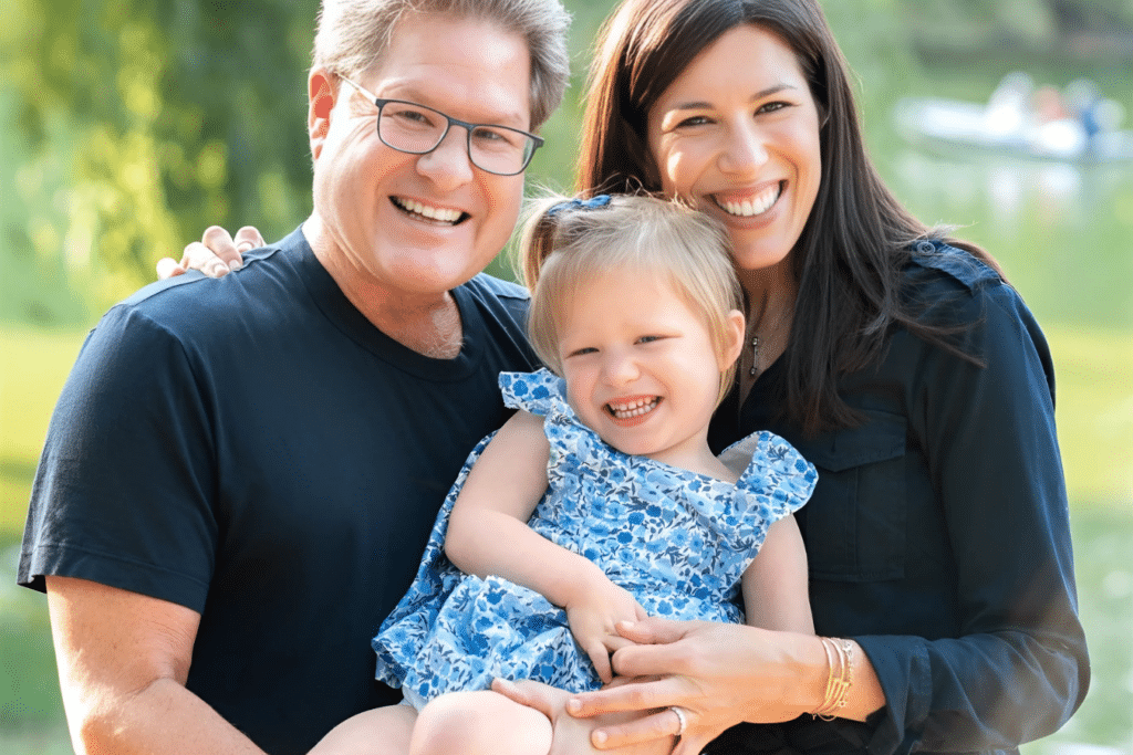 Photo of a smiling preemie mom and her now five year old daughter